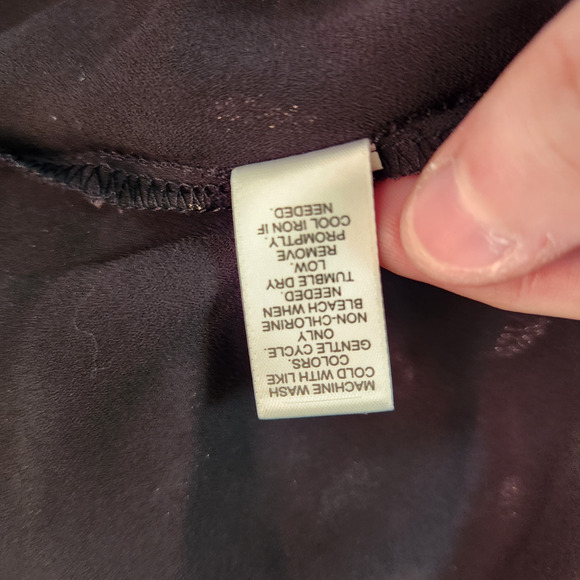 C by 1946 Cato Womens Size Medium Black with Metallic Gold Dots Blouse Ruffle - Picture 13 of 13